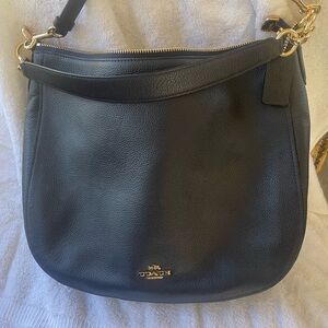 Coach Dark Blue Hobo Shoulder Bag with Gold Hardware